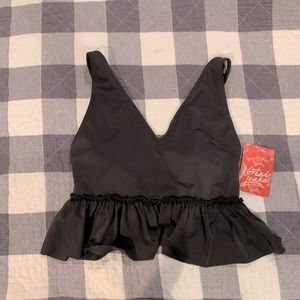 KJ Black V-neck peplum top